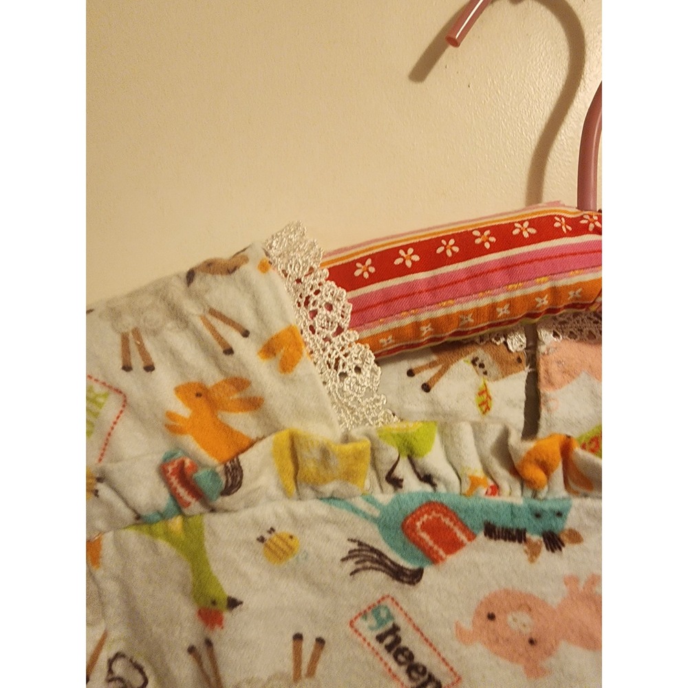 Handmade Kids Farm Animal Flannel Nightgown Long Sleeve Ruffle Gown 4/5 - Picture 4 of 8